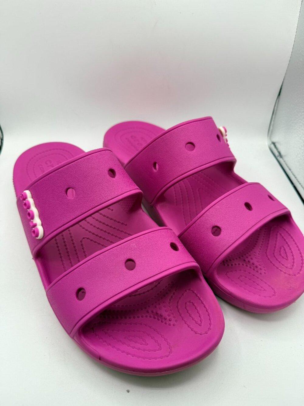 Crocs Pink Double Strap Slide Sandals Women’s Size 11 Comfort Platform Slides